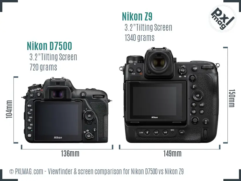 Nikon D7500 vs Nikon Z9 Screen and Viewfinder comparison Nikon D7500 vs Nikon Z9 Screen and Viewfinder comparison