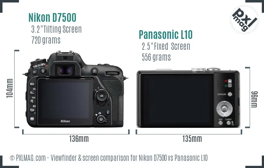 Nikon D7500 vs Panasonic L10 Screen and Viewfinder comparison