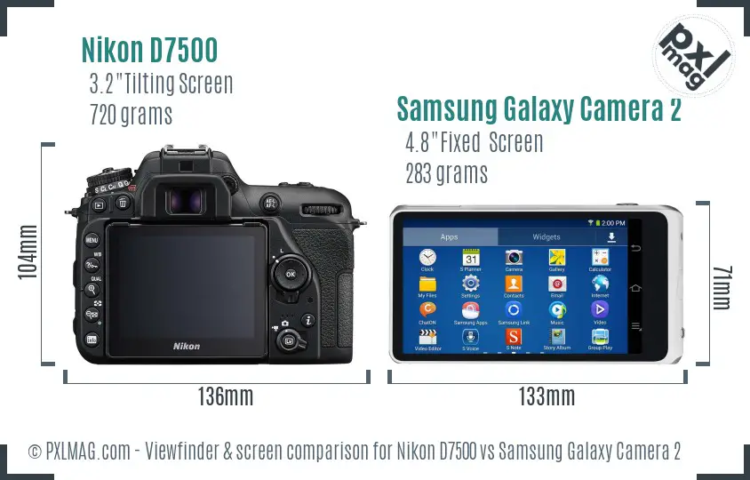 Nikon D7500 vs Samsung Galaxy Camera 2 Screen and Viewfinder comparison