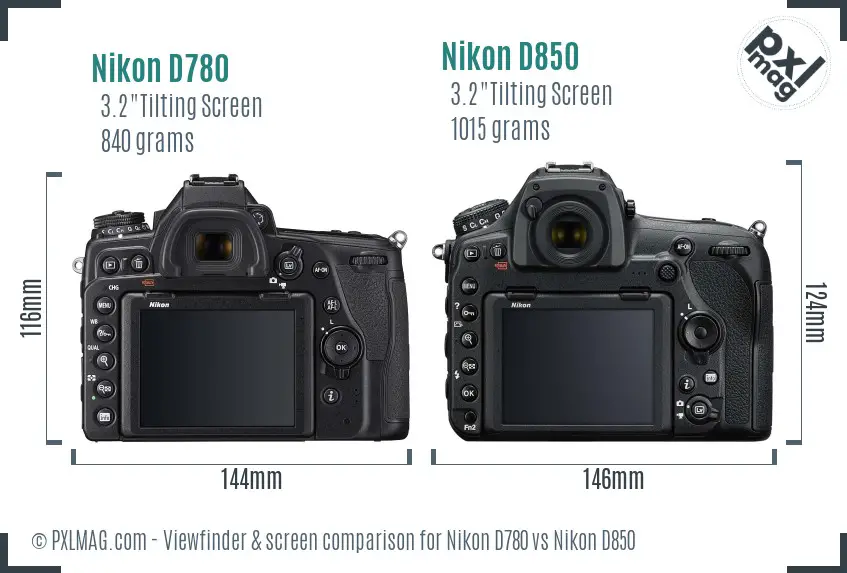 Nikon D780 vs Nikon D850 Screen and Viewfinder comparison