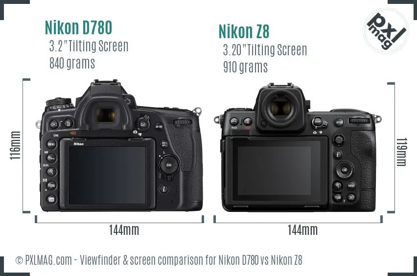 Nikon D780 vs Nikon Z8 Screen and Viewfinder comparison Nikon D780 vs Nikon Z8 Screen and Viewfinder comparison