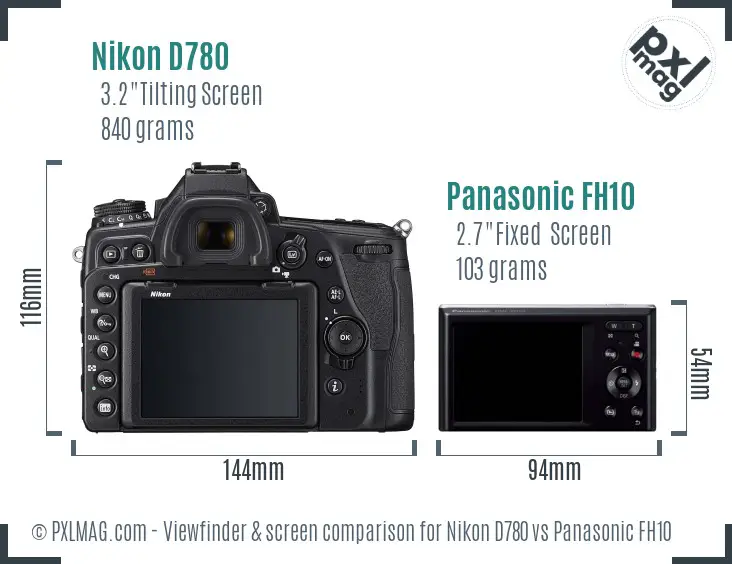 Nikon D780 vs Panasonic FH10 Screen and Viewfinder comparison