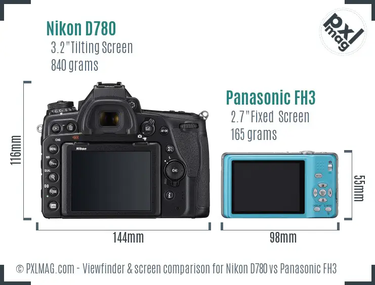 Nikon D780 vs Panasonic FH3 Screen and Viewfinder comparison