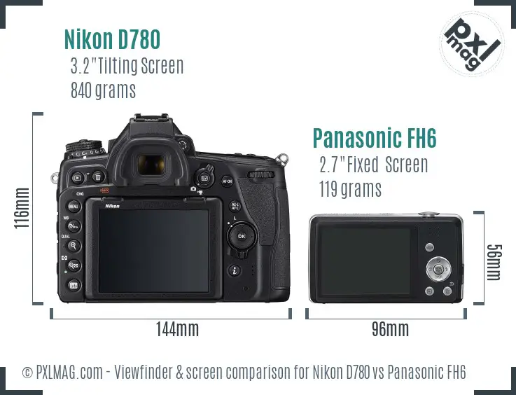 Nikon D780 vs Panasonic FH6 Screen and Viewfinder comparison