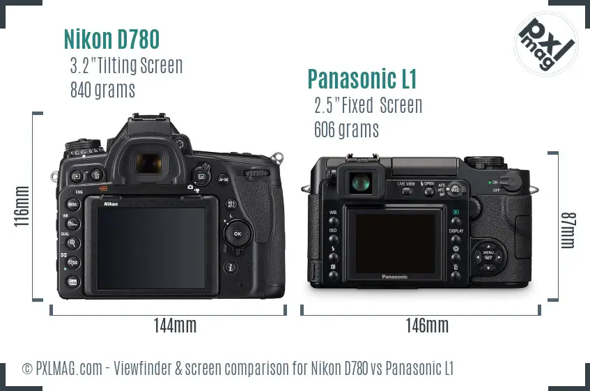 Nikon D780 vs Panasonic L1 Screen and Viewfinder comparison