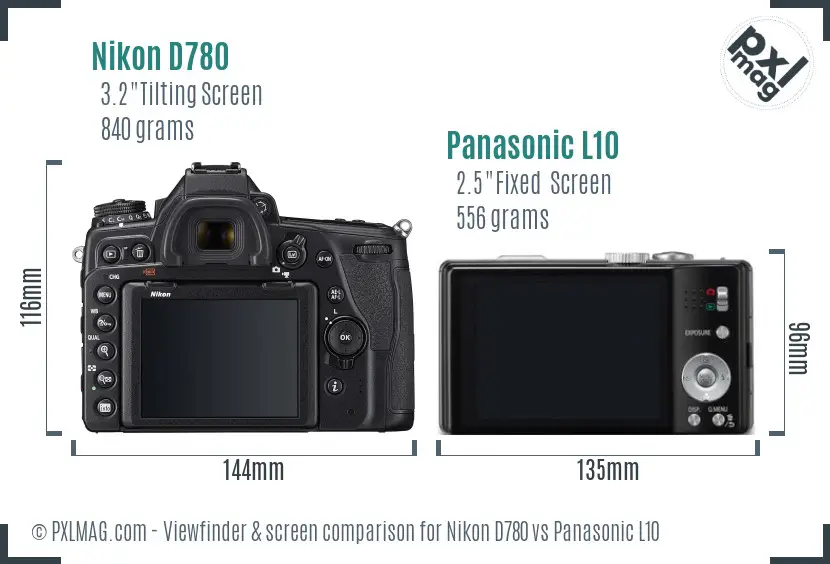 Nikon D780 vs Panasonic L10 Screen and Viewfinder comparison