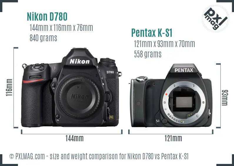 Nikon D780 vs Pentax K-S1 size comparison