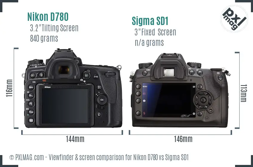 Nikon D780 vs Sigma SD1 Screen and Viewfinder comparison