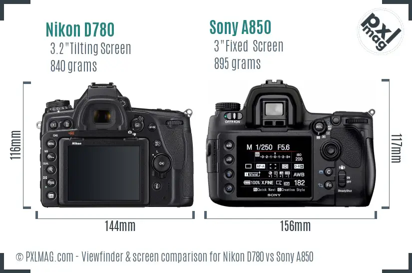 Nikon D780 vs Sony A850 Screen and Viewfinder comparison