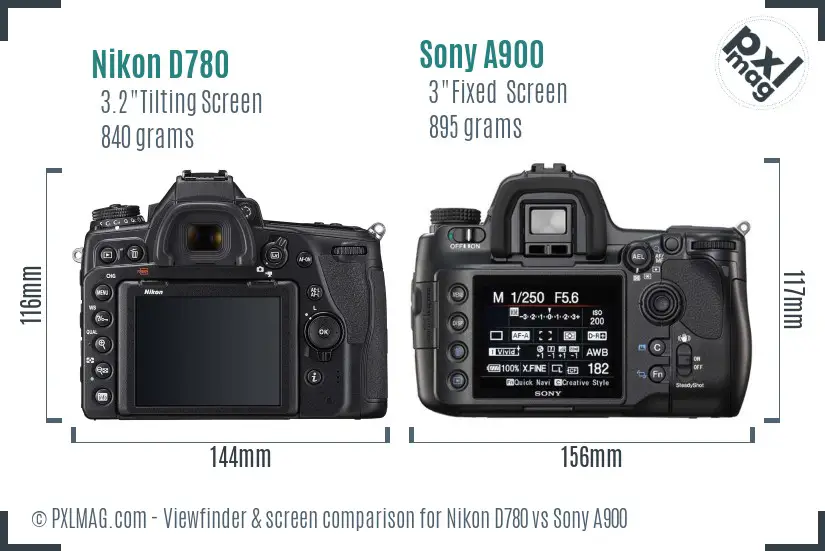 Nikon D780 vs Sony A900 Screen and Viewfinder comparison