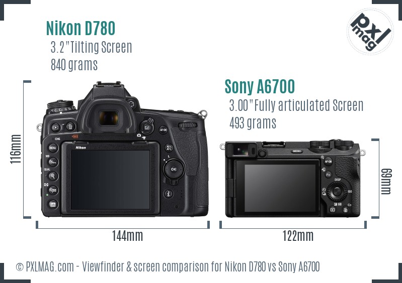 Nikon D780 vs Sony A6700 Screen and Viewfinder comparison