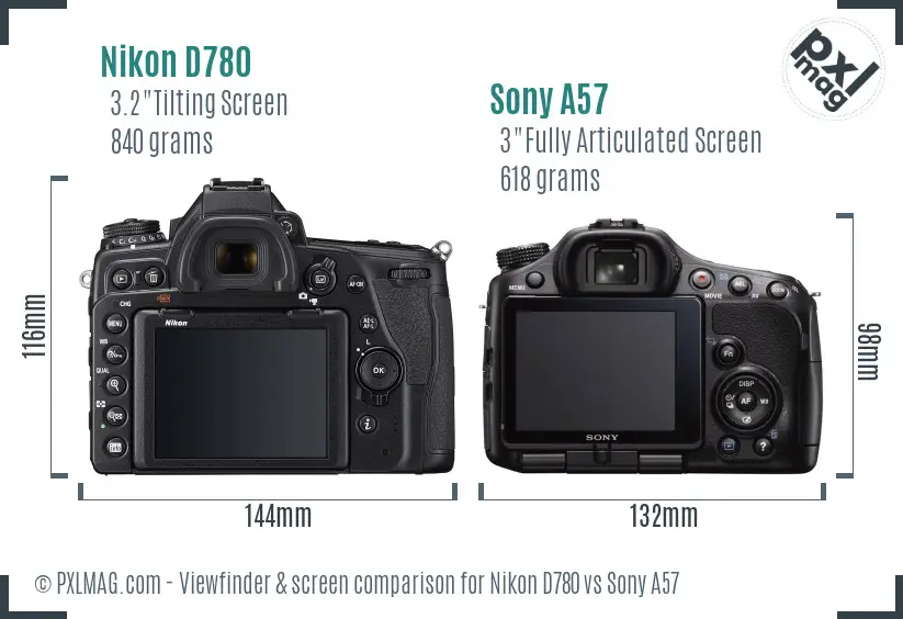 Nikon D780 vs Sony A57 Screen and Viewfinder comparison Nikon D780 vs Sony A57 Screen and Viewfinder comparison