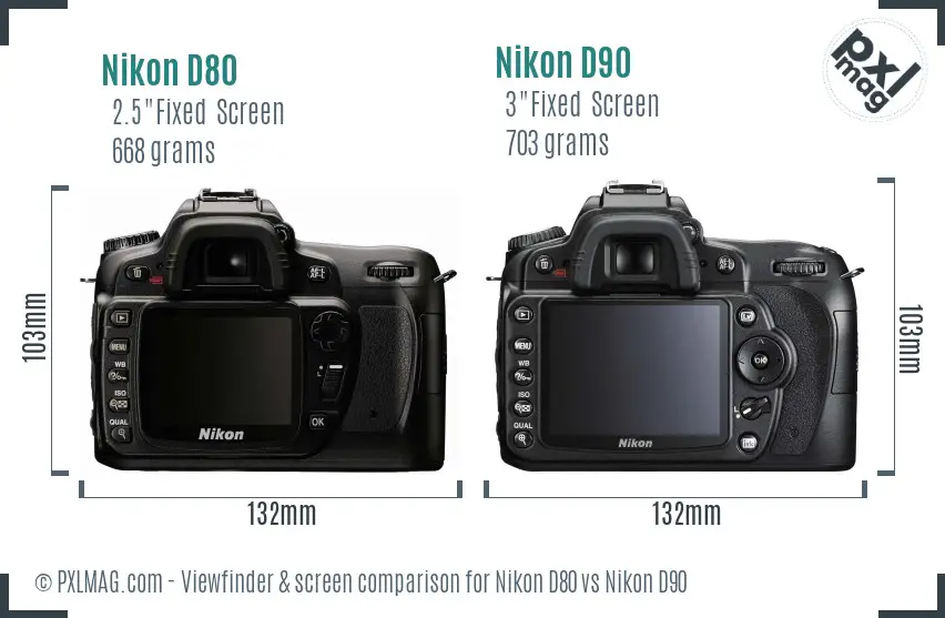 Nikon D80 vs Nikon D90 Screen and Viewfinder comparison