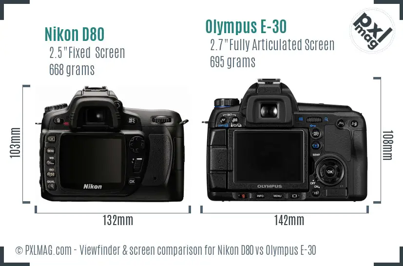 Nikon D80 vs Olympus E-30 Screen and Viewfinder comparison