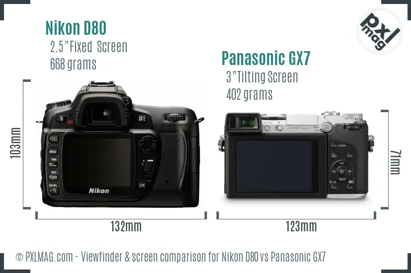 Nikon D80 vs Panasonic GX7 Screen and Viewfinder comparison Nikon D80 vs Panasonic GX7 Screen and Viewfinder comparison