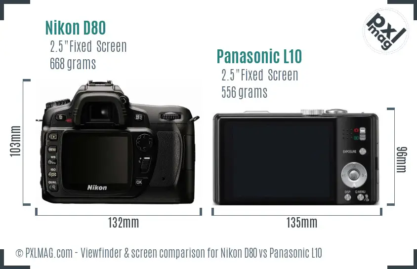 Nikon D80 vs Panasonic L10 Screen and Viewfinder comparison