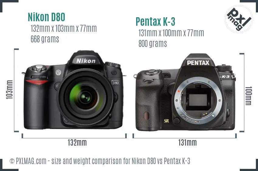 Nikon D80 vs Pentax K-3 size comparison Nikon D80 vs Pentax K-3 size comparison