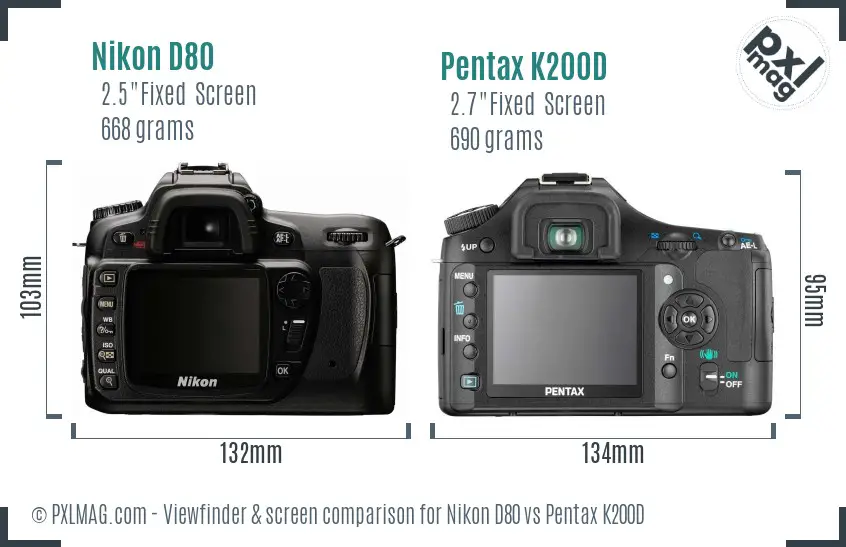 Nikon D80 vs Pentax K200D Screen and Viewfinder comparison Nikon D80 vs Pentax K200D Screen and Viewfinder comparison