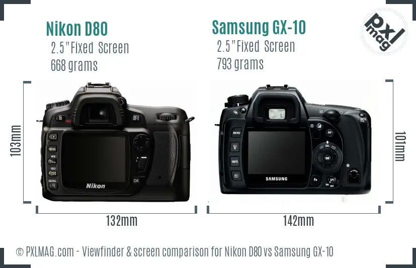 Nikon D80 vs Samsung GX-10 Screen and Viewfinder comparison