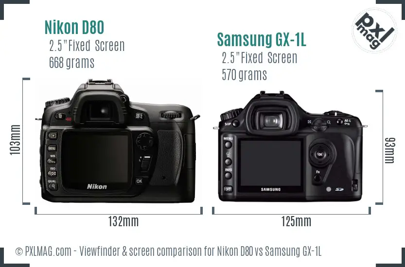 Nikon D80 vs Samsung GX-1L Screen and Viewfinder comparison
