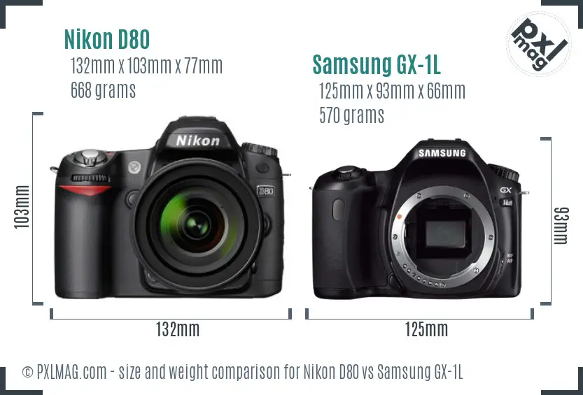 Nikon D80 vs Samsung GX-1L size comparison