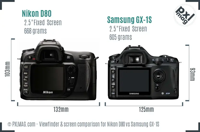 Nikon D80 vs Samsung GX-1S Screen and Viewfinder comparison
