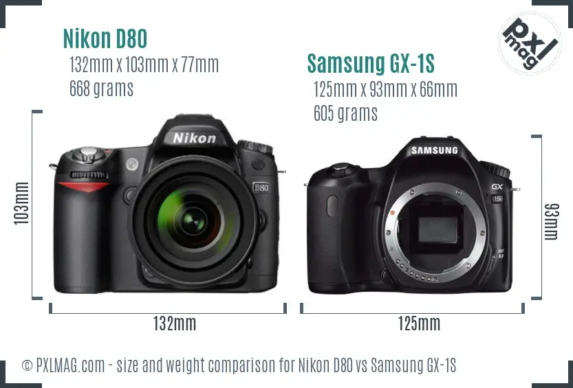 Nikon D80 vs Samsung GX-1S size comparison