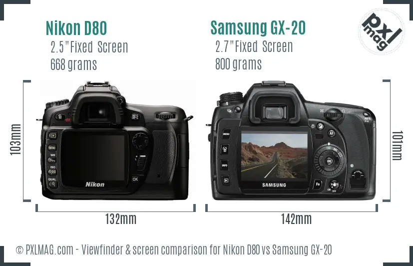 Nikon D80 vs Samsung GX-20 Screen and Viewfinder comparison