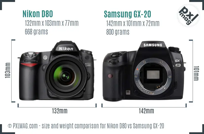 Nikon D80 vs Samsung GX-20 size comparison
