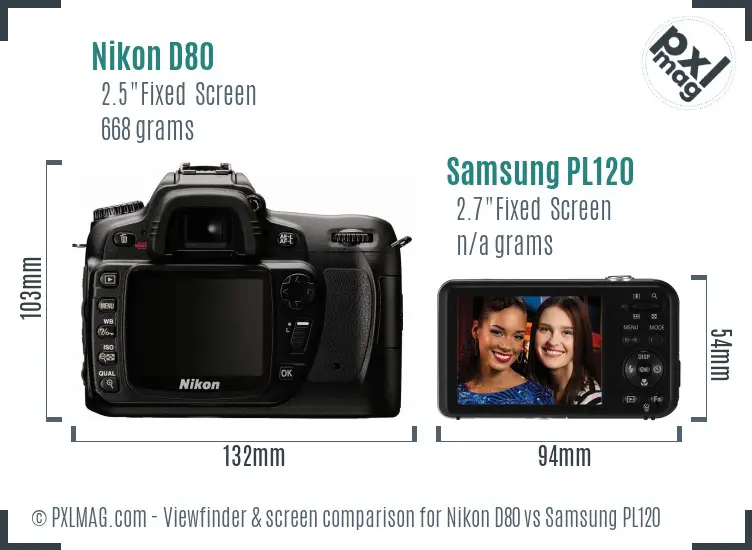 Nikon D80 vs Samsung PL120 Screen and Viewfinder comparison