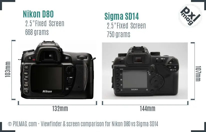 Nikon D80 vs Sigma SD14 Screen and Viewfinder comparison