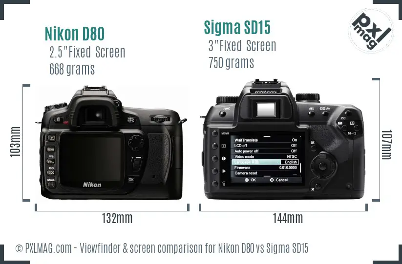 Nikon D80 vs Sigma SD15 Screen and Viewfinder comparison