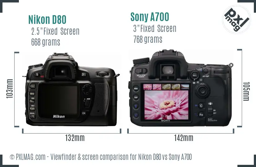 Nikon D80 vs Sony A700 Screen and Viewfinder comparison