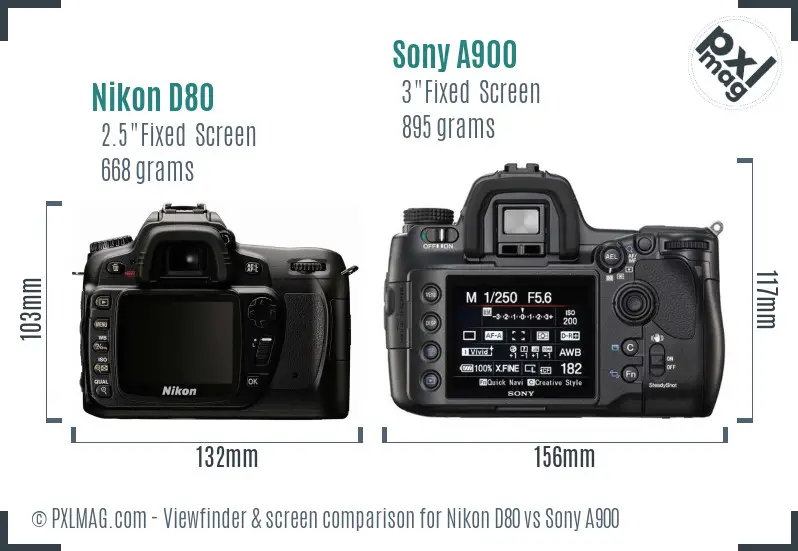Nikon D80 vs Sony A900 Screen and Viewfinder comparison
