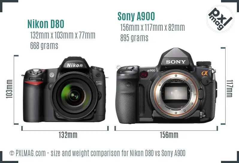 Nikon D80 vs Sony A900 size comparison