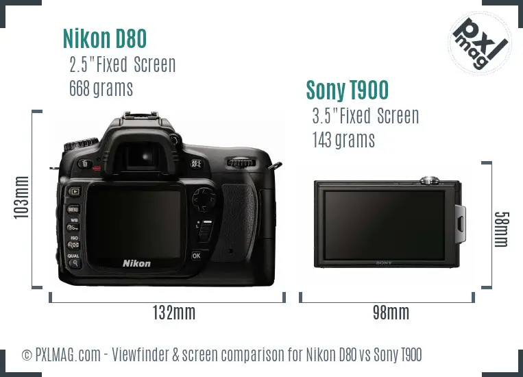 Nikon D80 vs Sony T900 Screen and Viewfinder comparison