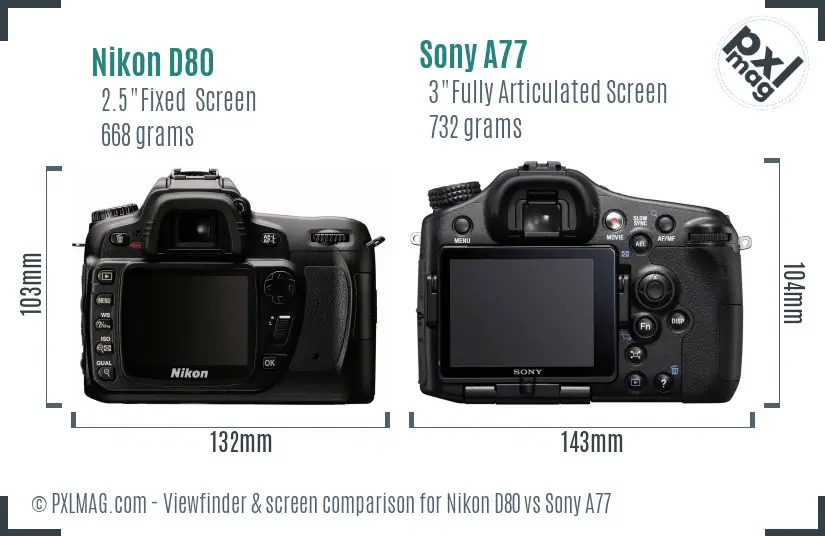 Nikon D80 vs Sony A77 Screen and Viewfinder comparison