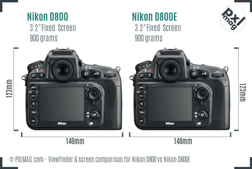 Nikon D800 vs Nikon D800E Screen and Viewfinder comparison