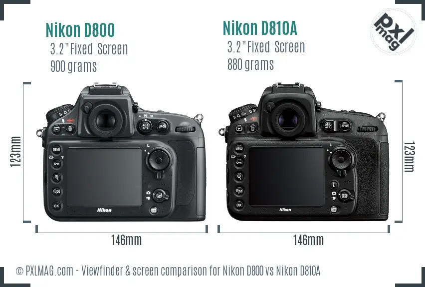 Nikon D800 vs Nikon D810A Screen and Viewfinder comparison