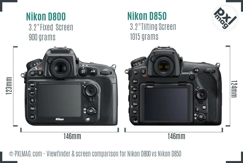 Nikon D800 vs Nikon D850 Screen and Viewfinder comparison