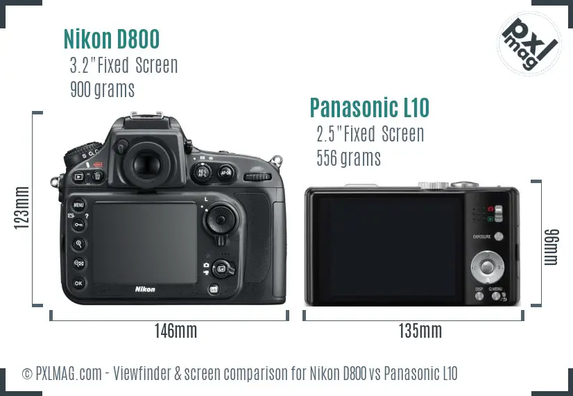 Nikon D800 vs Panasonic L10 Screen and Viewfinder comparison