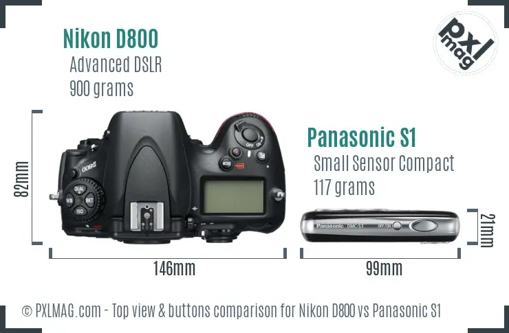 Nikon D800 vs Panasonic S1 top view buttons comparison