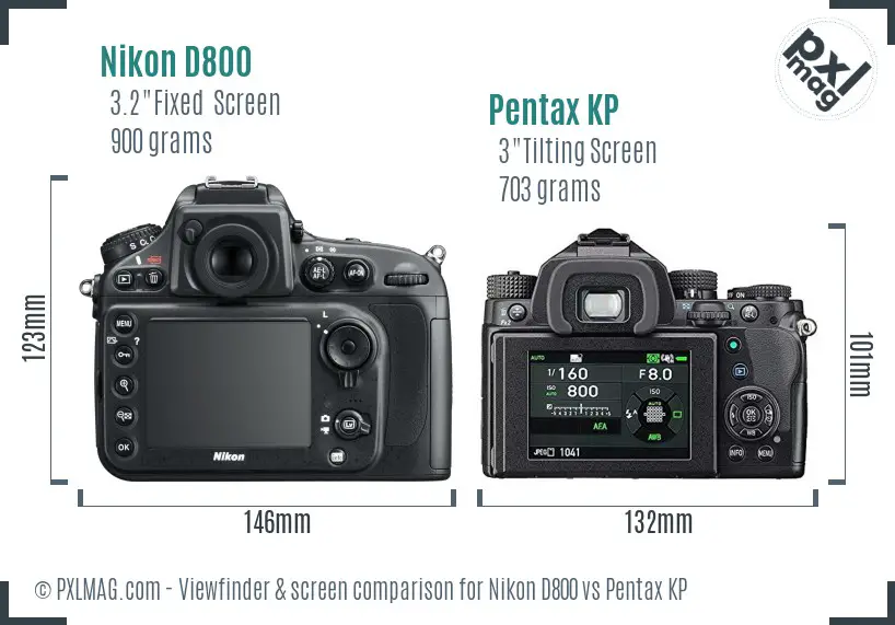 Nikon D800 vs Pentax KP Screen and Viewfinder comparison Nikon D800 vs Pentax KP Screen and Viewfinder comparison