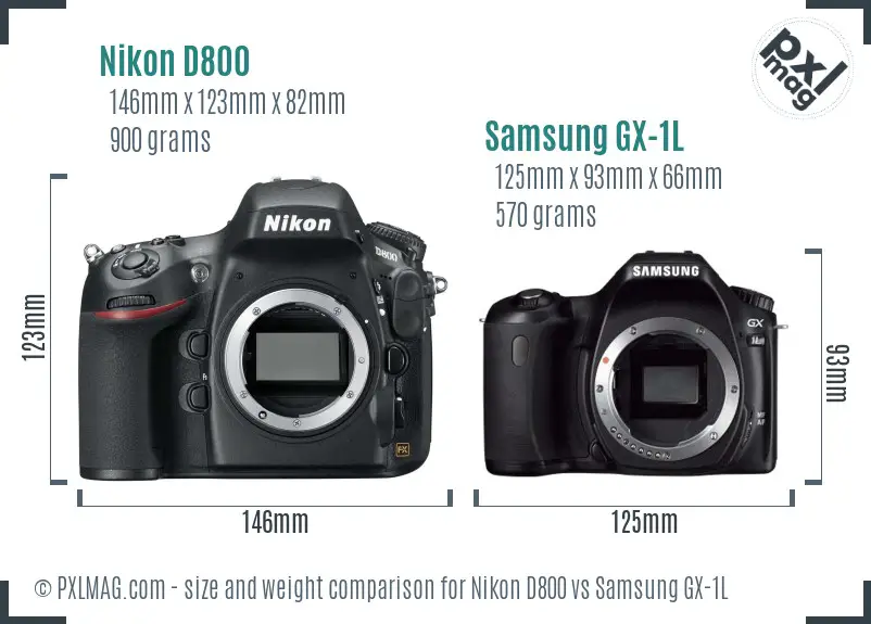 Nikon D800 vs Samsung GX-1L size comparison