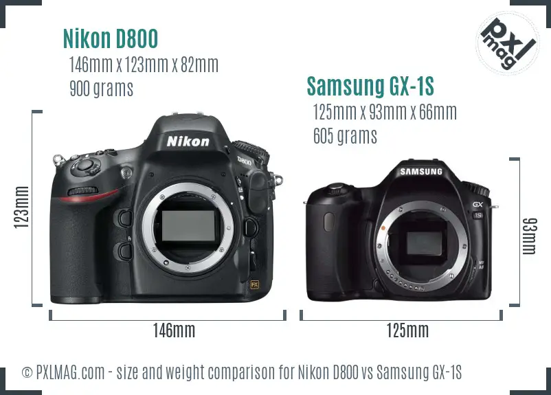 Nikon D800 vs Samsung GX-1S size comparison