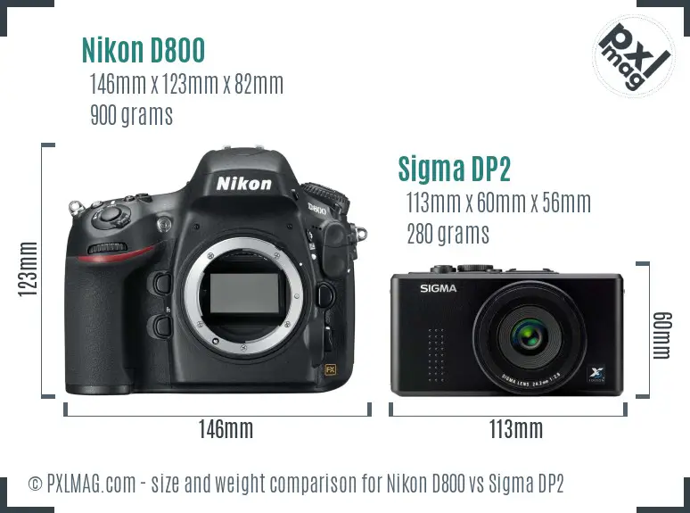 Nikon D800 vs Sigma DP2 size comparison
