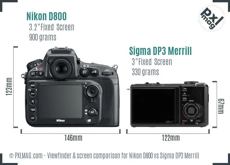 Nikon D800 vs Sigma DP3 Merrill Screen and Viewfinder comparison