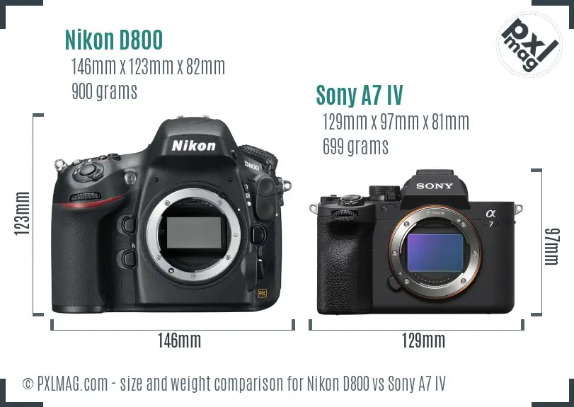 Nikon D800 vs Sony A7 IV size comparison Nikon D800 vs Sony A7 IV size comparison