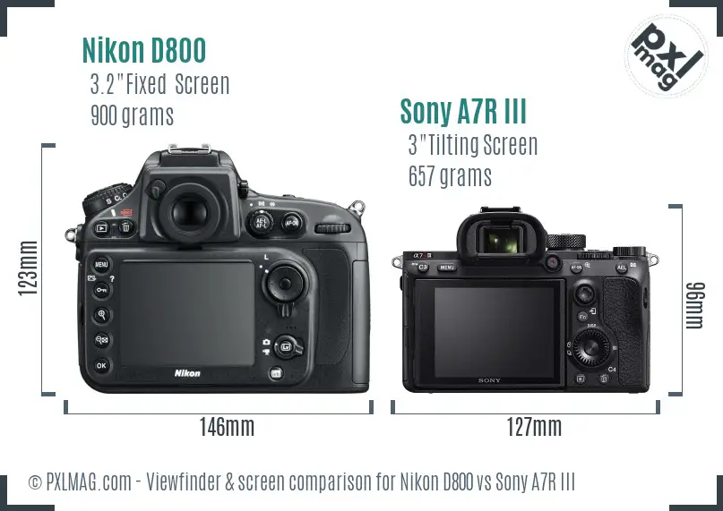 Nikon D800 vs Sony A7R III Screen and Viewfinder comparison Nikon D800 vs Sony A7R III Screen and Viewfinder comparison
