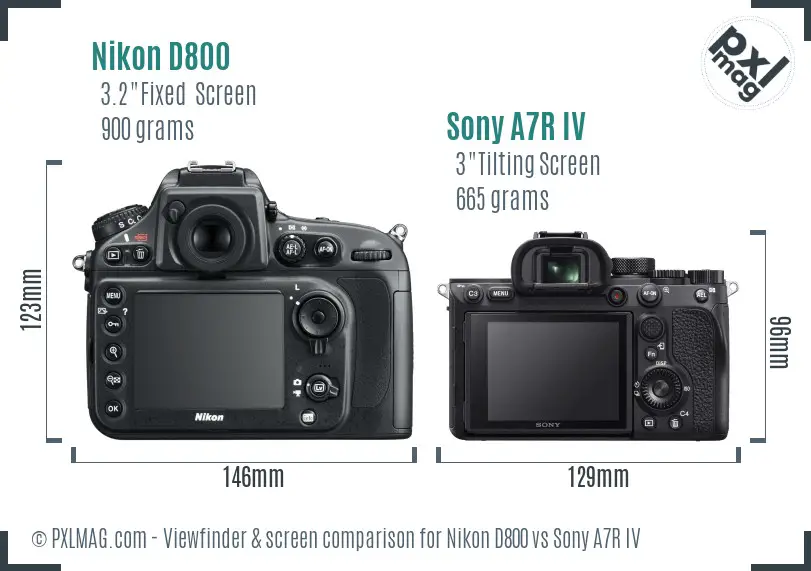 Nikon D800 vs Sony A7R IV Screen and Viewfinder comparison